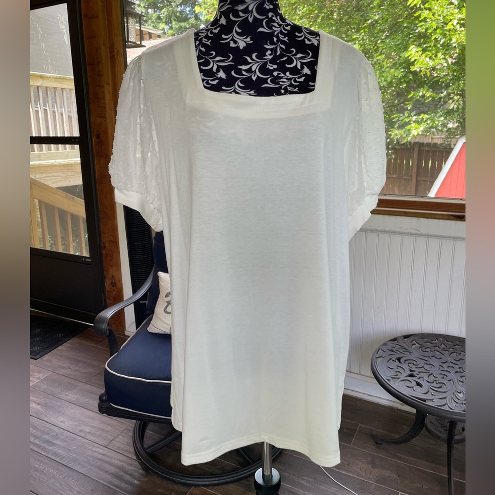 Chic White Blouse for Women with Square Neckline
